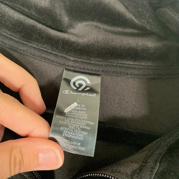 Champion Jacket Women’s Large Black Plush 1/4 Zip Pullover Long Sleeve - Picture 2 of 8